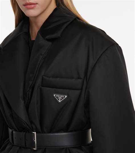 prada re-nylon belted padded jacket|Prada light down puffer jacket.